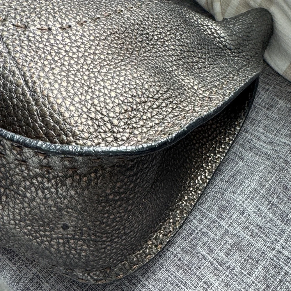 Fendi Selleria Leather Textured Hobo Bag w/ Braided Handle & Zipper Closure
